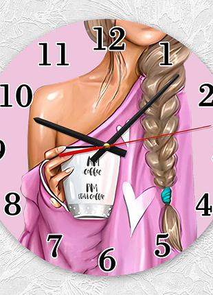Годинник настінний :: дівчина з кавою (принт 58)