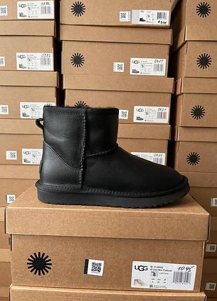 Мужские угги ugg classic mini black full leather 4
