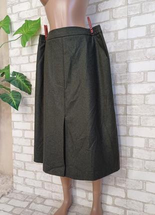 Новая мега теплая юбка миди трапеция на 70% шерсть в темном цвете хаки, размер 2-3хл4 фото