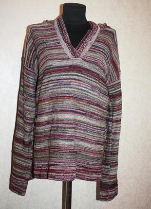 Пуловер разноцветный с капюшоном, р.m-l1 фото