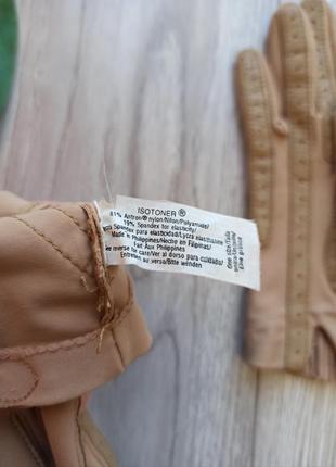 Женские перчатки с кожаными вставками isotoner, водительские бежевые однотоны эластичные перчатки6 фото