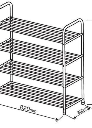 Полиця металева для взуття на 4 полиці чорна, daymart2 фото