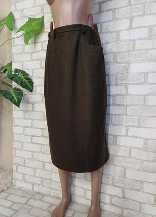 Новая мега теплая юбка миди на 75 % шерсть в темном цвете хаки, размер с-м4 фото