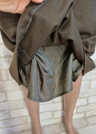 Новая мега теплая юбка миди на 75 % шерсть в темном цвете хаки, размер с-м6 фото