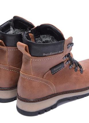 Мужские зимние кожаные ботинки zg brown military style6 фото