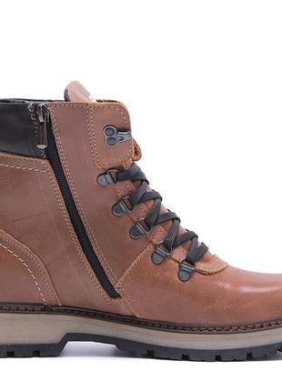 Мужские зимние кожаные ботинки zg brown military style2 фото