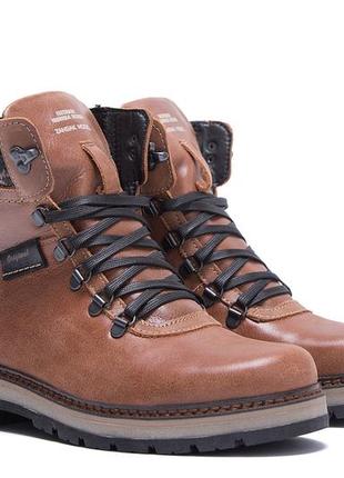 Мужские зимние кожаные ботинки zg brown military style3 фото