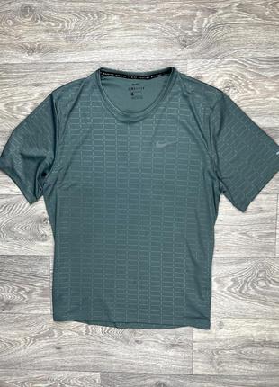 Nike running dri-fit футболка l размер спортивная серая оригинал