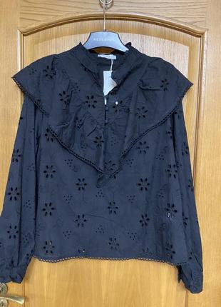 Нова чорна бавовняна ефектна блуза прошва 50-52 р1 фото