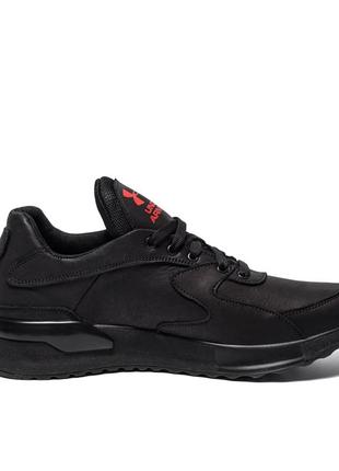 Мужские кожаные кроссовки under armour black (в стиле)2 фото