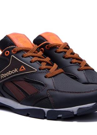 Мужские кожаные кроссовки reebok street style brown (в стиле)4 фото