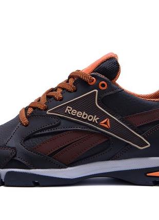 Мужские кожаные кроссовки reebok street style brown (в стиле)2 фото