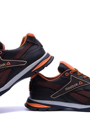 Мужские кожаные кроссовки reebok street style brown (в стиле)5 фото