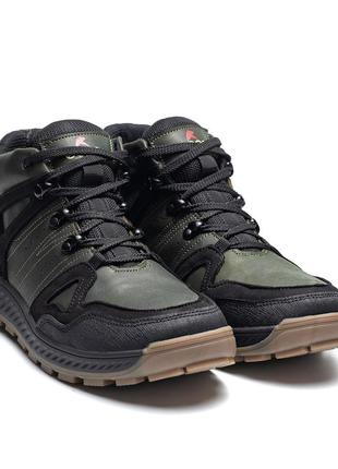 Мужские зимние кожаные кроссовки е-series clasic olive (в стиле)3 фото