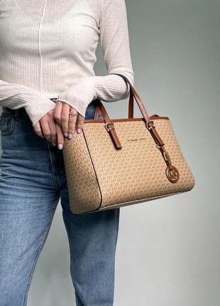 Сумка michael kors jet set big beige/brown