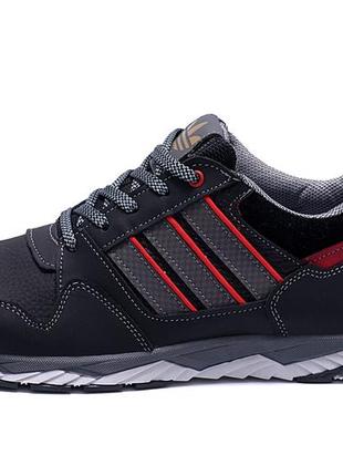 Мужские кожаные кроссовки factory adidas tech flex black (в стиле)