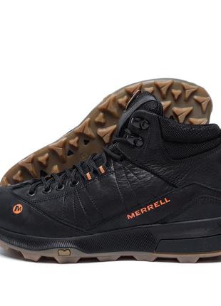 Мужские зимние кожаные ботинки merrell black  (в стиле)1 фото