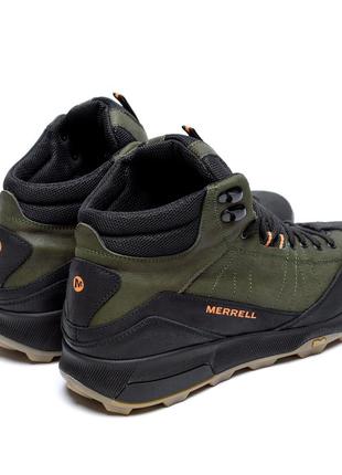 Мужские зимние кожаные ботинки merrell green (в стиле)4 фото