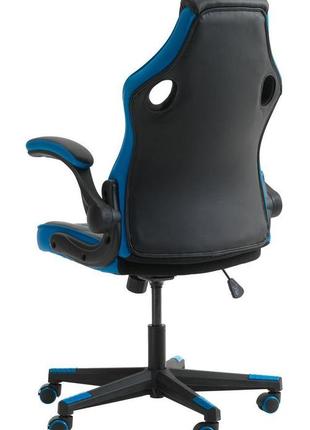 Крісло комп'ютерне - геймерське чорно синє (відкидні підлокітники), daymart2 фото