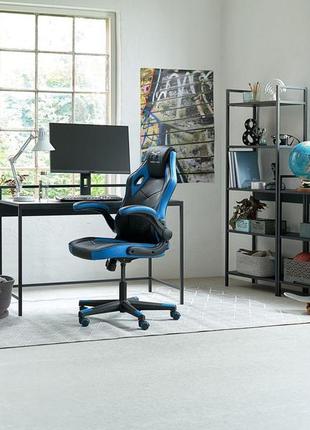 Кресло компьютерное - геймерское черно синее (откидные подлокотники), daymart5 фото