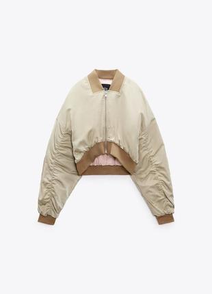 Укороченная атласная куртка бомбер zara