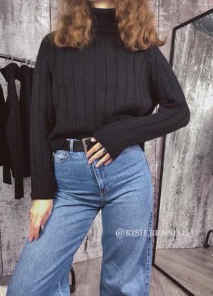 Гольф базовый черный one size; классический трикотажный черный свитер гольф хс с м л; классический чернейший свитер гольф xs s m l