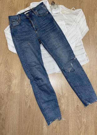 Женские джинсы рванки, синего цвета, стильные джинсы3 фото