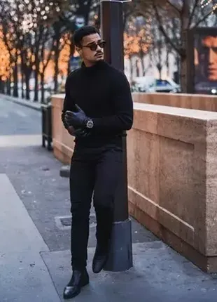 Нереально классные мужские кожаные варежки на массивную широкую руку кожание черный перчатки л/мин новие1 фото