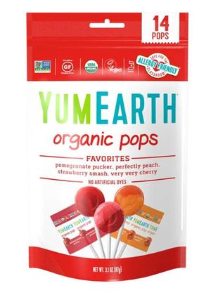 Органічні льодяники yumearth organic pops асорті на паличці 14 льодяників 87 г