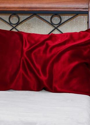 Шелковая наволочка красная двусторонняя натуральный 100% шелк 22мм, большая палитра цветов 52х722 фото