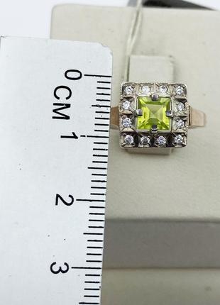 Кольцо серебряное с хризолитом 16,5 3,01 г2 фото