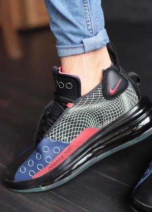 Nike air max 720 black blue мужские кроссовки8 фото