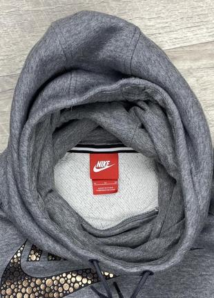 Nike кофта балахон м размер флисовая серая с лого оригинал3 фото