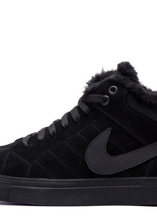 Чоловічі зимові шкіряні черевики nike black (в стилі)