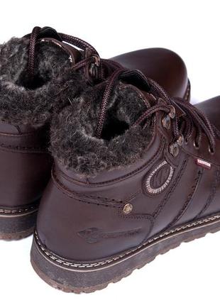 Мужские кожаные зимние ботинки kristan city traffic brown6 фото