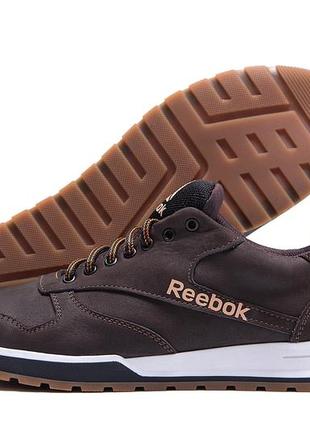 Мужские кожаные кроссовки  reebok classic leather trail chocolate  (в стиле)