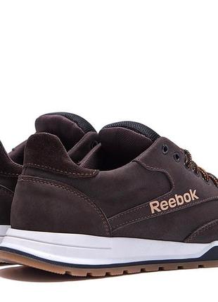 Мужские кожаные кроссовки  reebok classic leather trail chocolate  (в стиле)6 фото