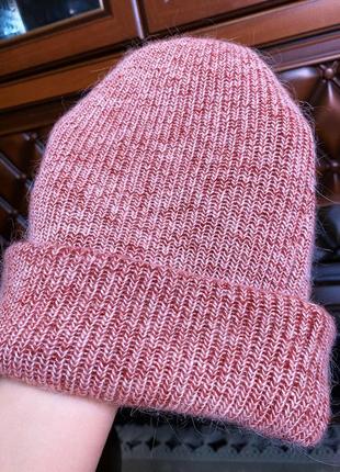 Шапка жіноча шерстяна бордова коричнева вовняна шапочка дитяча жіноча червона шапка мʼятна бірюзова зелена 3