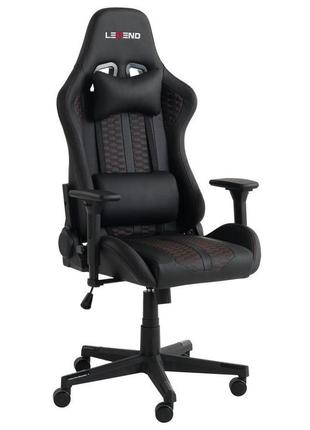 Крісло геймерське штучна шкіра чорний/червоний, регульовані підлокітники та висота, механізм нахилу daymart