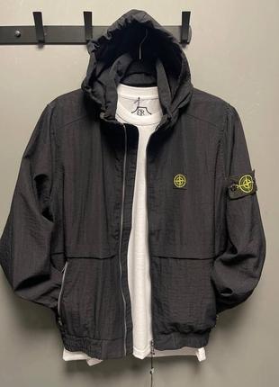 Чоловіча вітровка / якісна вітровка stone island в чорному кольорі на кожен день