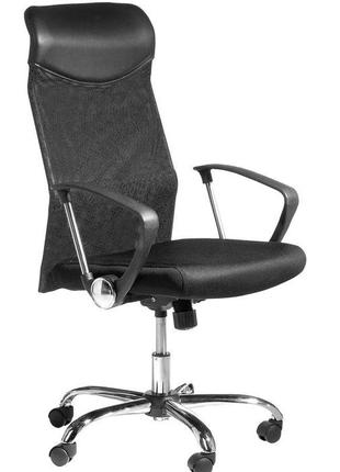 Крісло офісне чорне сталь та сітка , daymart