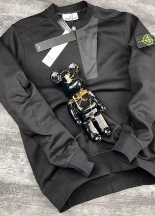 Мужской свитшот / качественный свитшот stone island в черном цвете на каждый день