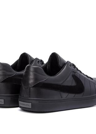 Мужские кожаные кроссовки  nike black (в стиле)4 фото