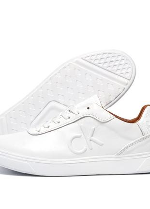 Мужские кожаные кроссовки  calvin klein white (в стиле)