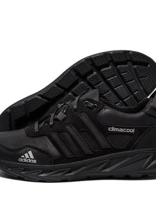 Мужские кожаные кроссовки ads climacool black (в стиле)