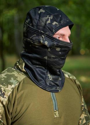 Зимова флісова балаклава tactical темний multicam