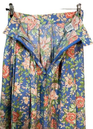 Юбка в цветочный принт, фирменная юбка натуральная ткань, нежные цветы7 фото