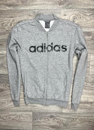 Adidas кофта s размер флисовая серая с лого оригинал