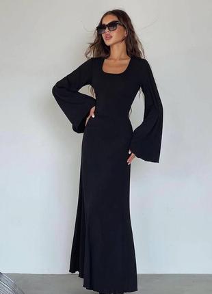 Неймовірно жіночна, елегантна довга сукня максі в рубчик зі шнурівкою на спині6 фото