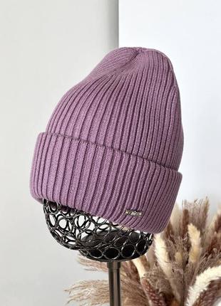 Шапка atis  вискоза лопатка вязка с двойным подворотом полный флис фуксия